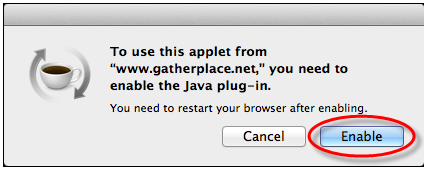 Enable Java on Mac dialog